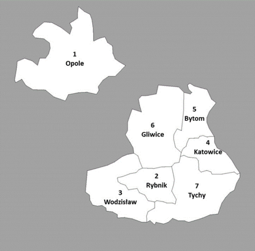 Schematische Karte zu den Unterregionen der Erhebung